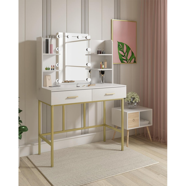 Canora Grey Ahlivia Dressing Table with Mirror & Reviews Wayfair.co.uk